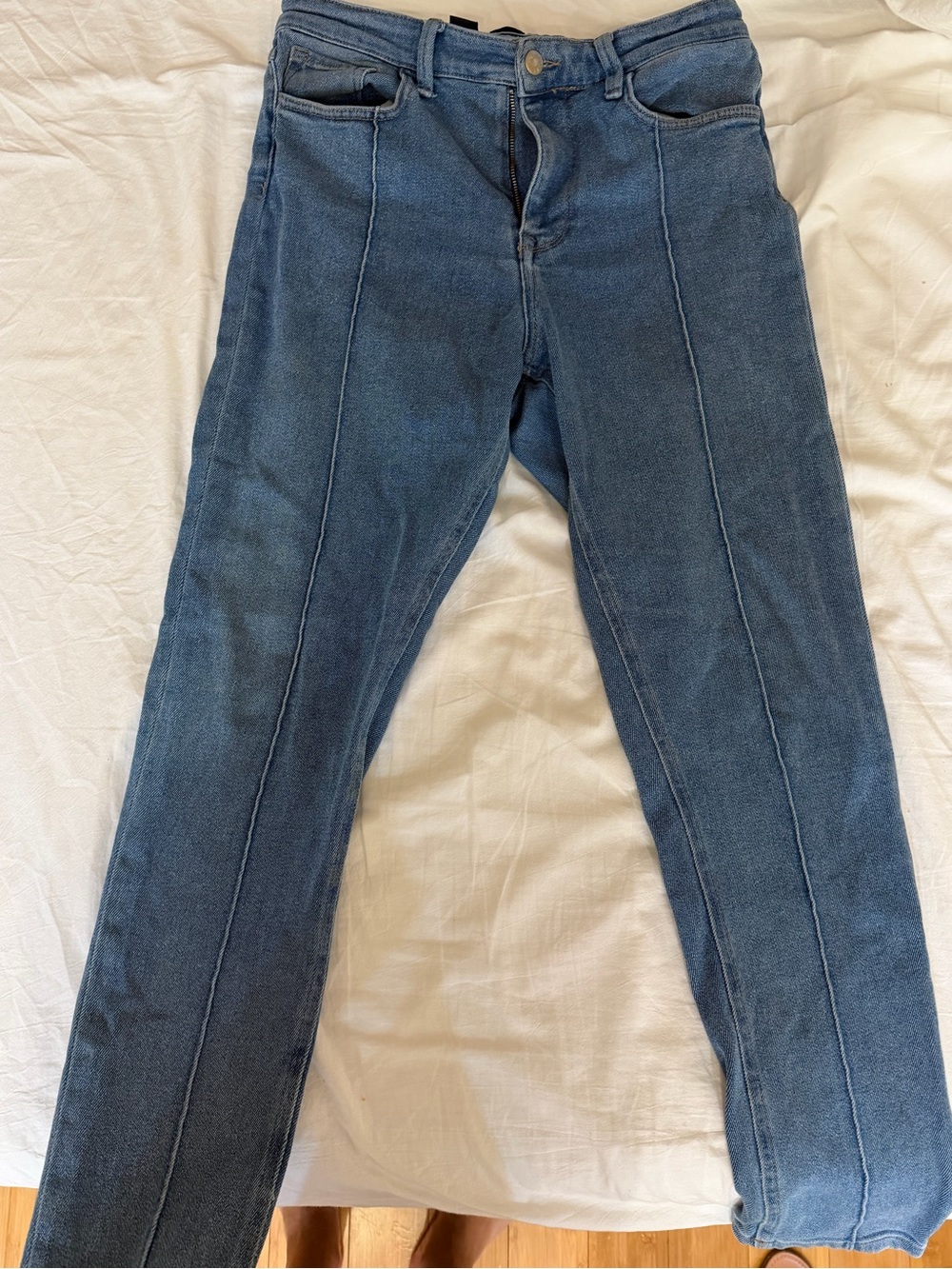 BDG Denim Straight-Leg Jeans in Medium Blue with Front Seams